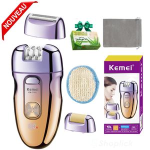 Kemei Epilateur Rasoir électrique  pour femmes 3 en 1, nettoyage du visage, sans fil, rechargeable, batterie, épilateur,KM7103