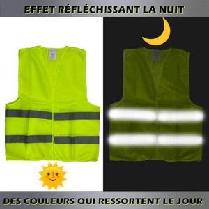 lot de 3 Gilets de Sécurité, Jaune Haute Visibilité, Unisexe