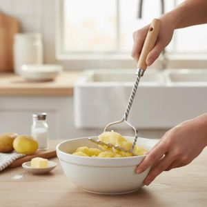 Presse-purée avec manche en bois ergonomique