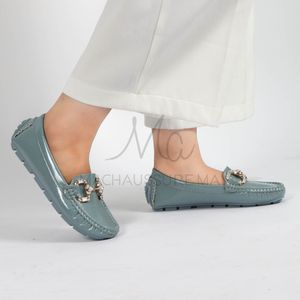 MaChaussure Perles – mocassins femmes en Bleu ciel