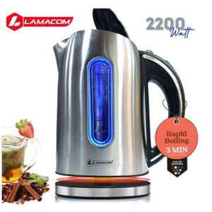 Lamacom Bouilloire électrique inox 1.7 Litres 2200 2200 Watt - Chauffe Rapide