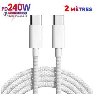 Ck Câble de charge haute vitesse PD 240W QC 4.0 USB Type-C vers Type-C pour Téléphone PC et Mac 48V 5A