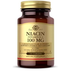 Solgar Niacine (vitamine B3), 100 mg, Soutien cardiovasculaire 100 comprimés