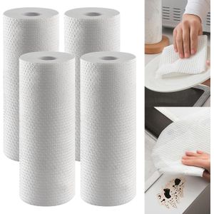 Rouleau de 50 chiffons de nettoyage jetables humides et secs en papier solide pour cuisine réutilisables pour la vaisselle