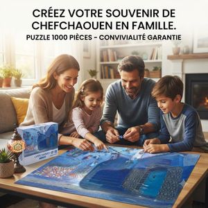 Puzzle Adulte 1000 Pièces – Chefchaouen la Perle Bleue du Maroc, Grand Puzzle 70 × 50 cm, Jeu de Réflexion et Décoration Inspirée du Patrimoine Marocain