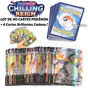 Pokemon Lot de 40 Cartes Pokémon sans Doubles + 4 Cartes Brillantes Cadeau
