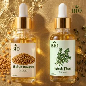 Bio Huile de Fenugrec 50 ml et Huile de Thym 50 ml huile végétale organic routine beauté