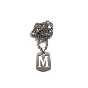 Chaine Maille Boule 2.4mm Plaque Militaire Avec Lettre M (Taille Petite) - Acier Inoxydable