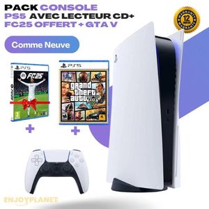 Playstation حزمة جهاز PS5 (مع قارئ الأقراص) + FC 25 (قرص مضغوط) مشمول + GTA V (قرص مضغوط)