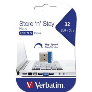 Verbatim Clé NANO USB 3.2 Store 'n' Stay 32 Go Store 'n' Stay Nano, USB 3.2, 32GB Petite Taille Très Pratique