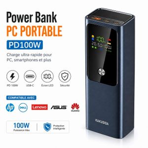 Kakusiga PowerBank 20000 mAh PD 100W pour Pc Portable USB-C Windows MacBook Pro & Air Nintendo Switch Ipad Tablettes Androis Téléphone 