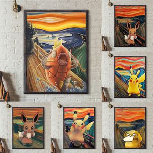 6 poster A5 Vintage Pokemon The Scream Poster Pikachu