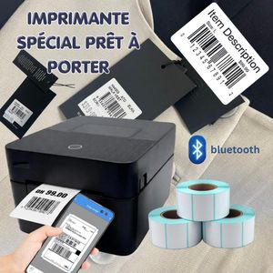 Es Imprimante Thermique Bluetooth pour Prêt-à-Porter – Étiquettes Prix, Codes-Barres & Références Vêtements