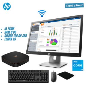 Hpe Mini PC Elite Slice Intel® Core™ i5 -7éme 8 Go DDR4 Disque Dur 128 Go SSD avec Ecran 23 pouce