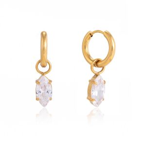 Clémentine Paris Boucles d'oreilles de luxe pour femme plaqué or Pendentif Marquise Doré OGN141-3