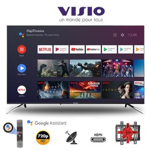 Visio 32" Smart TV Android Original 9 HD Télécommande Vocale Bluetooth + Support Mural