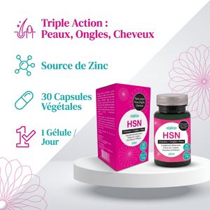 Sakalans HSN Cheveux, Ongles et Peau, L-Cystine, Vitamines, Minéraux et Zinc, 30 Capsules