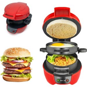 Machine à Sandwichs Électrique 3-en-1 pour Petit Déjeuner, Burger Rapide & Panini Plaques Antiadhésives pour Œufs