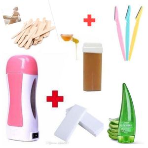 Appareil Chauffe Cire, cartouche de Miel Bandes Kit de rasoirs bâtonnets et gel aloe vera apaisant 