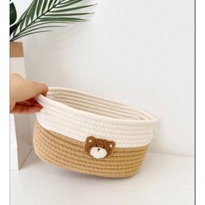 Panier de rangement bicolore en corde tressée 