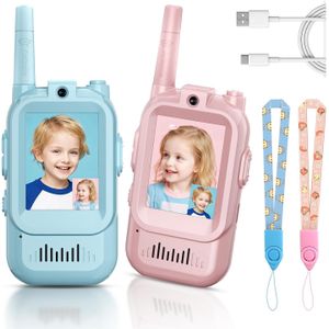 Tal-kie-Wal-kie Vidéo pour Enfants Rechargeable – Caméra HD, Écran et Longue Portée