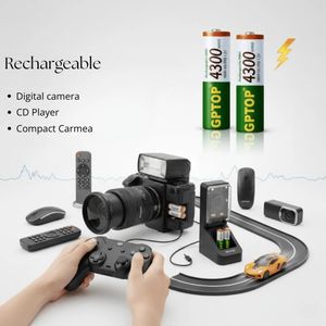 Piles Rechargeables Haute Performance GPTOP (AA 4300 mAh) – Énergie Durable et Économique pour Tous Vos Appareils Électroniques du Quotidien