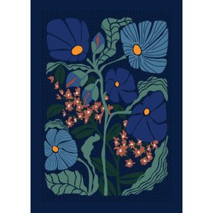 Klimt flowers dark blue  Poster Chambre Haute Qualité