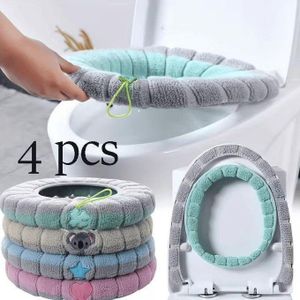 Lot de 4 housses de siège WC rembourrées – Antidérapantes, lavables, ultra confort