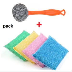 2PCS éponge Silicone, éponge Laveur de Vaisselle, Brosse de Nettoyage en  Silicone Multifonction Brosse de Nettoyage