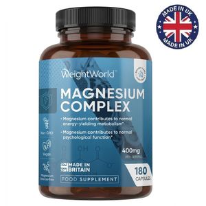 WeightWorld Magnesium Complex 1700 mg + 490 mg de magnesium élémentaire 180 comprimés Origine Angleterre UK