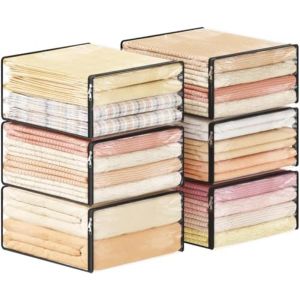 Lot de 6 Sacs de Rangement Vêtements 36L Housses Transparents Pliables sous Lit pour Couettes, Pulls et Linge