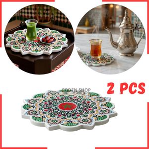 Pack de 2 sous tasse traditionnels marocains avec l'art du zellige pour votre table