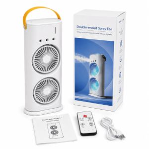 Ventilateur Brumisateur Portable Rechargeable USB – Double Ventilation, Humidificateur Intégré, Télécommande, 3 Vitesses, Éclairage LED, Réservoir d’Eau, Idéal pour Bureau, Maison et Voyage
