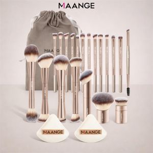 Maange ™ Set de 13 Pinceaux Maquillage aluminium Professionnels – Kit Pinceaux Cosmétiques Visage et Yeux avec 2 Éponge Maquillage