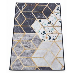 Oem  Tapis de Sol Géométrique Moderne Effet Marbre et Doré   