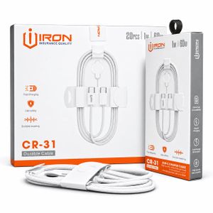 IRON CR-31 Câble USB-C vers USB-C 1 mètre – Charge Rapide 60W – Câble Tressé Ultra Résistant – Transfert de Données Haute Vitesse – Compatible Smartphones, Tablettes et Appareils USB-C