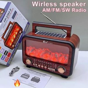 Radio Rechargeable Par Câble USB/Panneau Solaire Excellente Réception Multifonction Rétro Bluetooth Haut-Parleur Radios