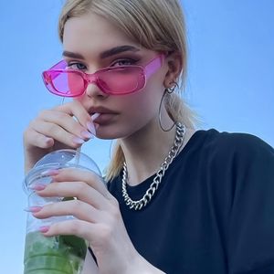 Lunettes de Soleil Rose Carrées Rétro Dégradé Tendance Rectangulaires 