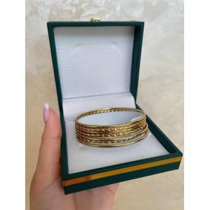 Lot de 6 Bracelets SERTLA Joncs Dorés en Acier Inoxydable pour Femme