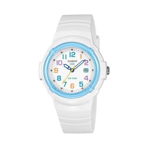 Casio  LX-800H-7A2V - Design ludique et coloré avec des chiffres multicolores sur un cadran blanc lunette bleu - Résine biosourcée -