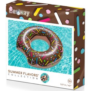 Bestway Bouée de natation donut gonflable 107 cm , anneau de natation,  matelas à Air - Rose à prix pas cher