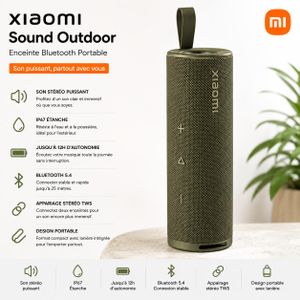 XIAOMI Sound Outdoor – Enceinte Bluetooth Portable 30W IP67, Bluetooth 5.4, TWS, Autonomie 12h, Son Stéréo Puissant Haut-parleur – Vert