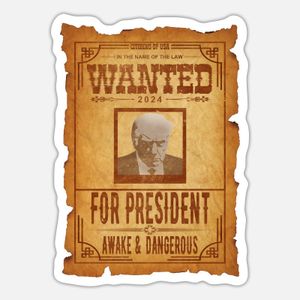 Trump Mug Shot T-Shirt - WANTED FOR PRESIDENT 5 ملصقات ديكور