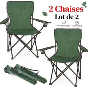 Lot de 2 Chaises de Camping Pliantes – Ultra Légères avec Sac de Transport