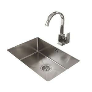 SM حوض مطبخ أسود مع خلاط مصنوع يدويًا من الفولاذ المقاوم للصدأ للمطبخ