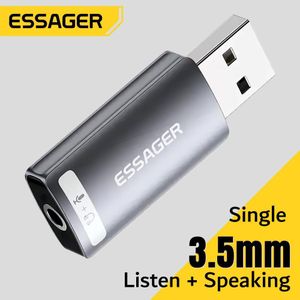 ESSAGER Adaptateur Audio USB vers Jack 3.5mm avec Microphone et Casque – Carte Son Externe
