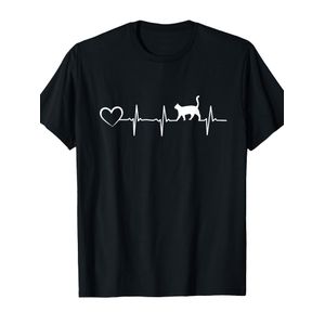 T-shirt pour Homme Amoureux des Chats   Pur Rétro avec Imprimé Battement de Cœur de Chat et Cœurs de Bébés Chats Tissu Doux et Respirant Tenue Décontractée Convient pour Tenues Décontractées et Cadeaux pour Propriétaires de Chats