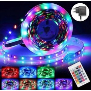 Bande LED RGB 5050 - Kit complet avec télécommande et adaptateur secteur