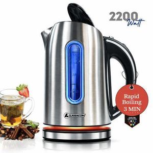 Lamacom Bouilloire Électrique en Inox 1,7 L – Puissance 2200 W – Indicateur de niveau d’eau – Arrêt automatique – Garantie 1 an