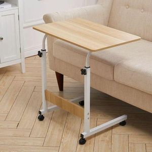 Table d’Ordinateur Mobile Réglable avec Roulettes – Bureau Portable pour Lit et Canapé